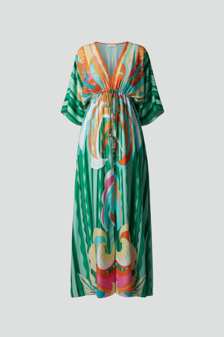 Women’s Maxi Dress with V Neckline and Tie Waist