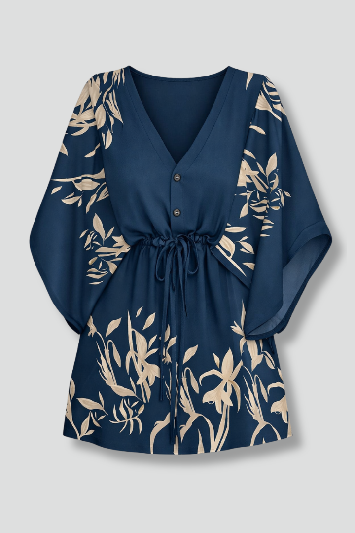 Women’s Mini Dress with V-Neck and Waist Tie