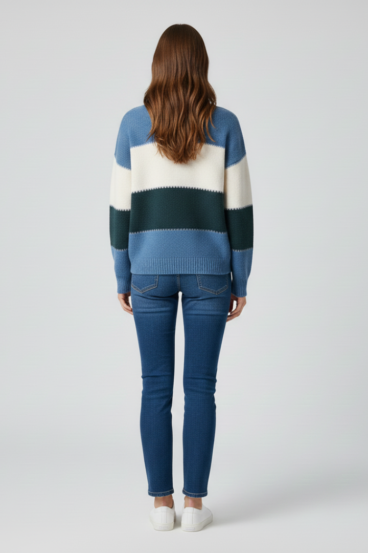 Women’s Sweater with Striped Surface and Relaxed Shape