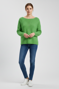 Women’s Sweater with Wide Neck and Brushed Knit Surface