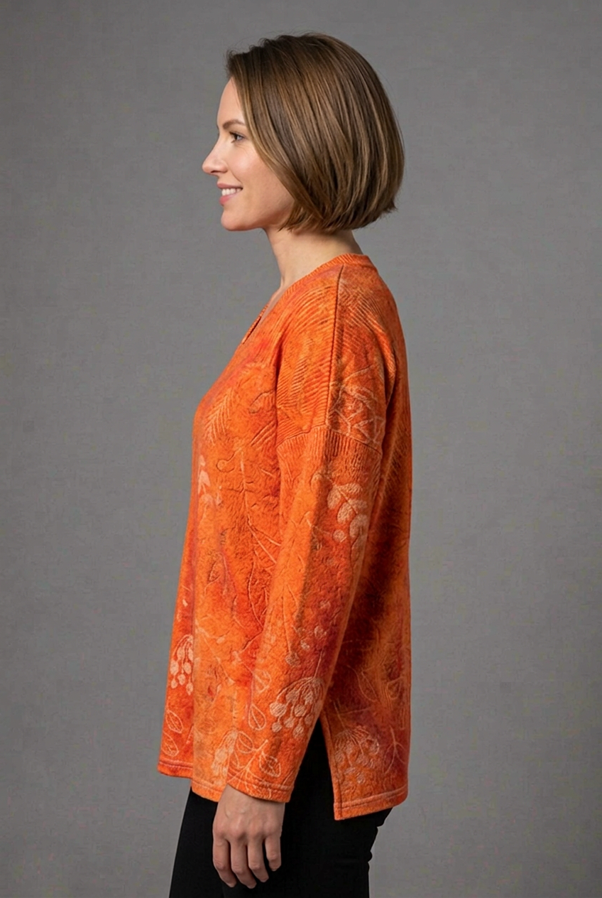 Women’s Top with V-Neck and Long Sleeves