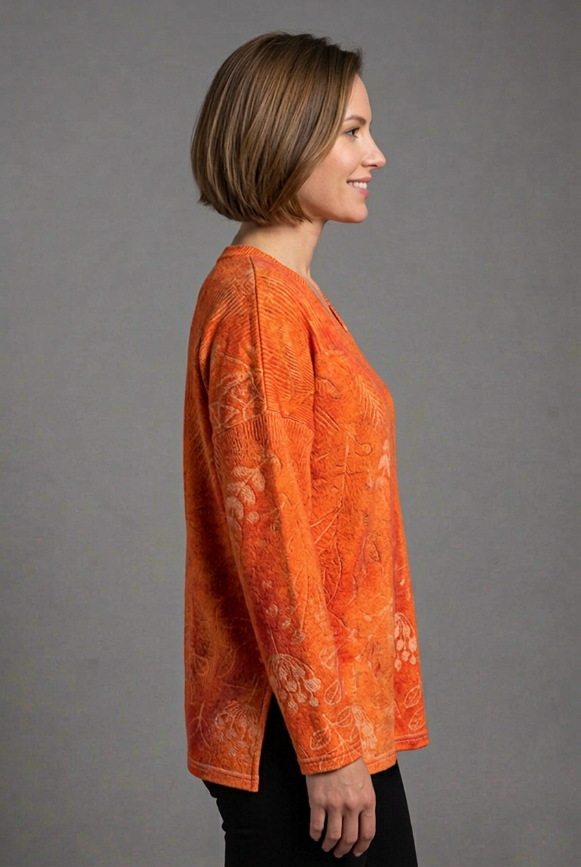 Women’s Top with V-Neck and Long Sleeves