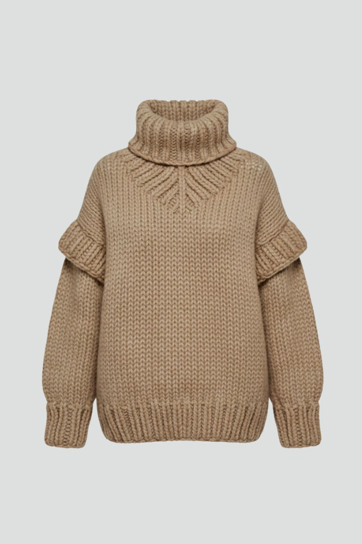 Women’s Turtleneck Jumper with Ribbed Knit and Long Sleeves