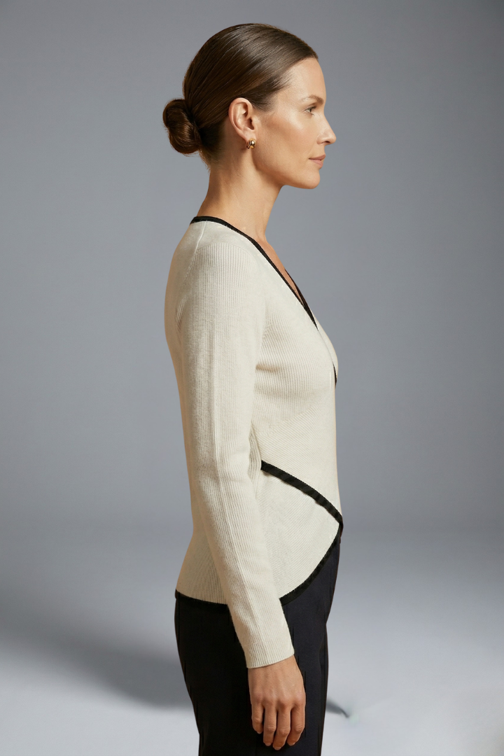 Women’s Wrap Top with V Neck and Long Sleeves