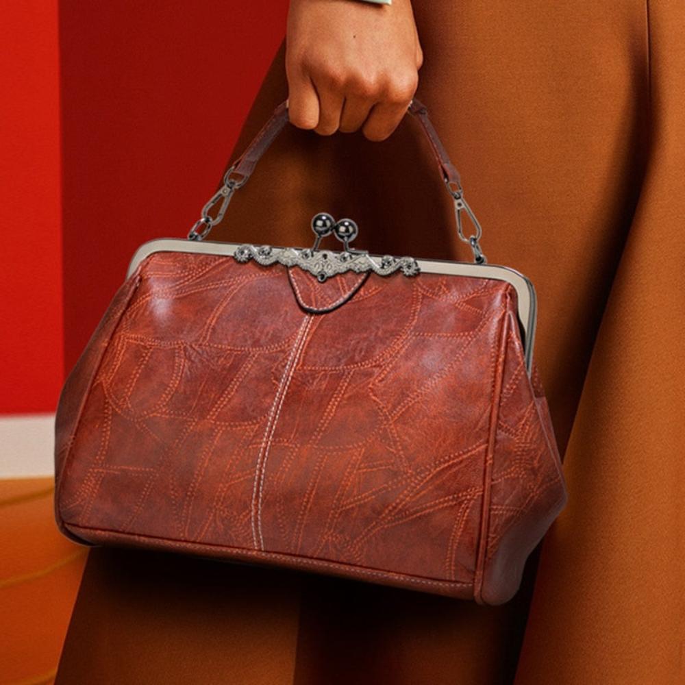 Women's Vintage Frame Handbag with Kiss-Lock Closure