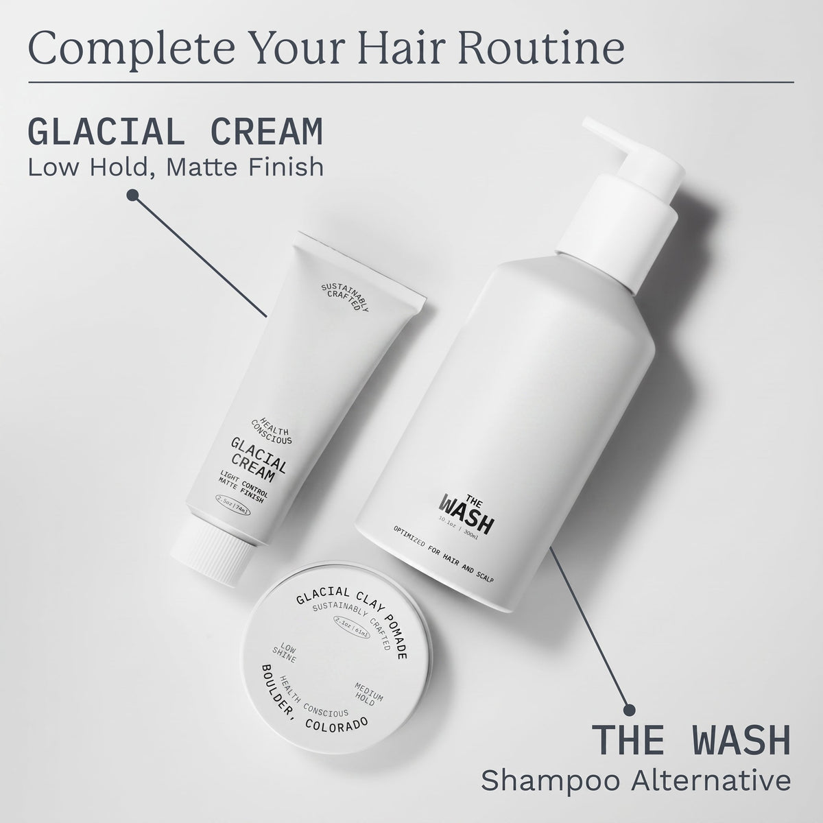 Glacial Hair Clay Pomade with Shea, Medium Hold, Low Shine