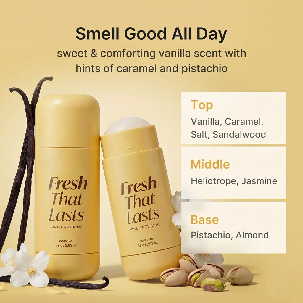 Deodorant Vanilla & Pistachio with Kojic Acid & Turmeric, 24H Odor Control