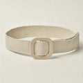 Women's Wide Woven Belt with Square Buckle for Summer