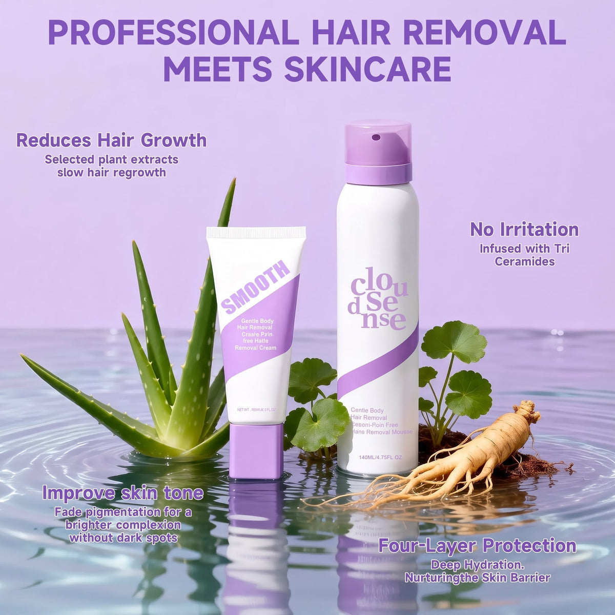 Bikini Hair Removal Cream for Sensitive Skin with Hyaluronic Acid