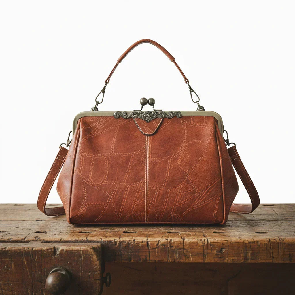 Women's Vintage Frame Handbag with Kiss-Lock Closure