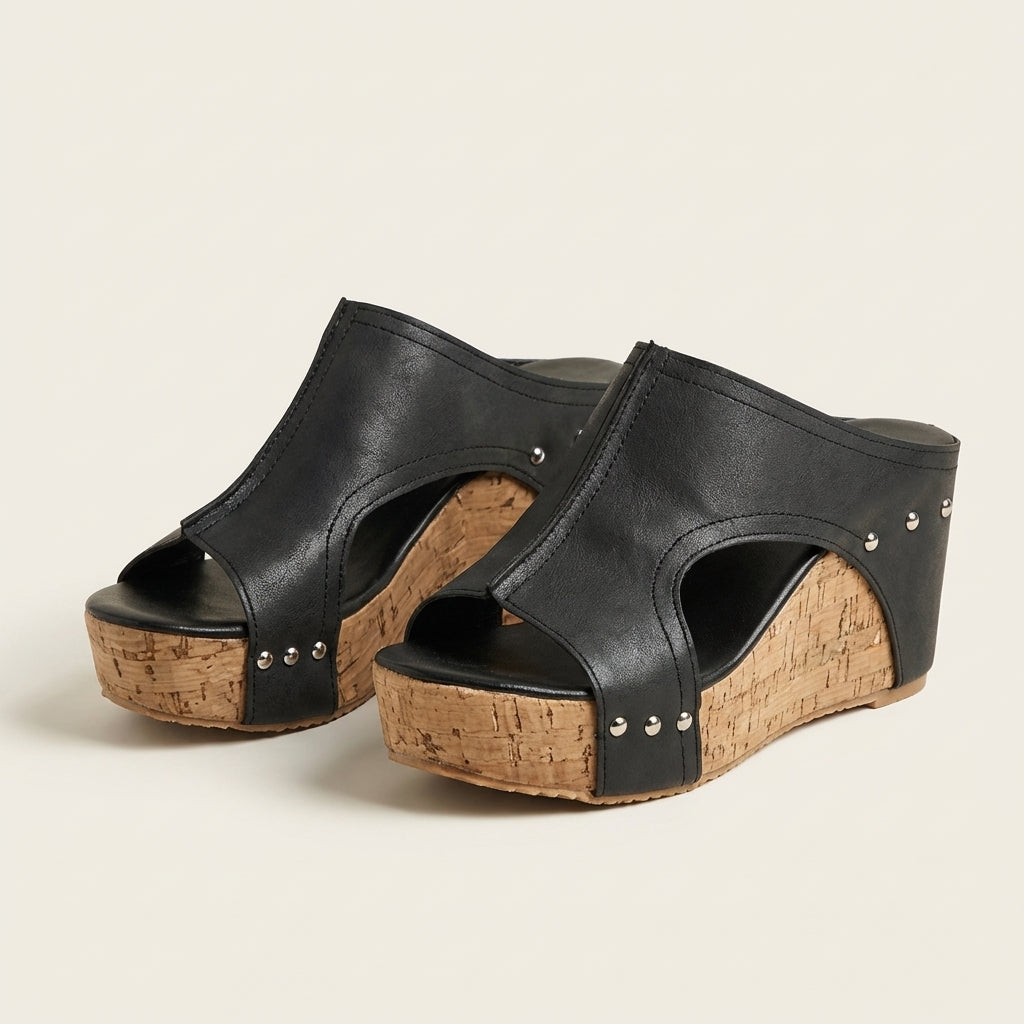 Donna | Cork Wedge Suede Mule