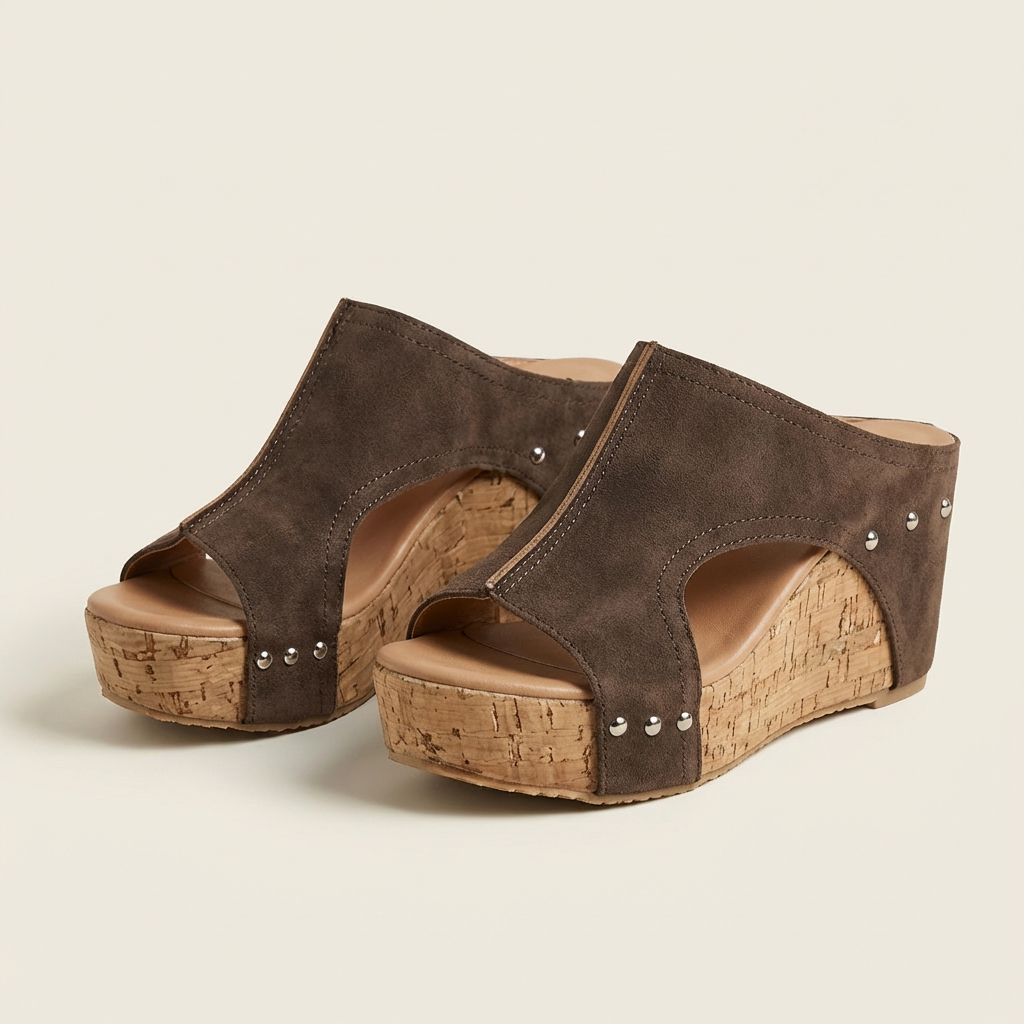 Donna | Cork Wedge Suede Mule