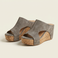 Donna | Cork Wedge Suede Mule