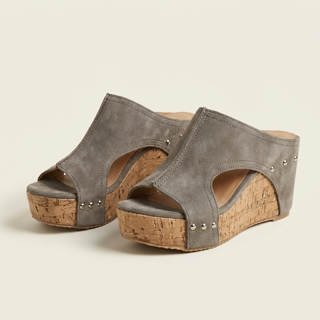 Donna | Cork Wedge Suede Mule