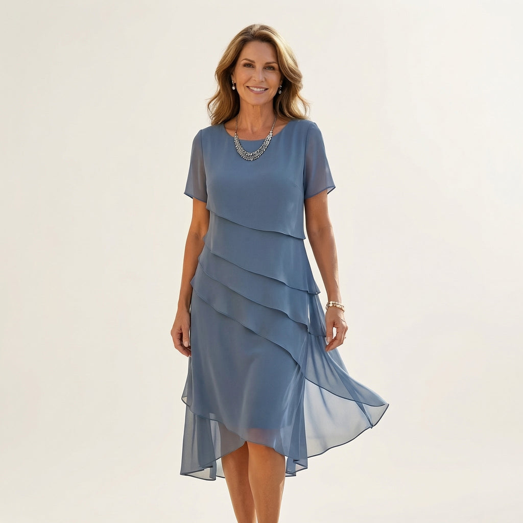Angela | Tiered Chiffon Midi Dress