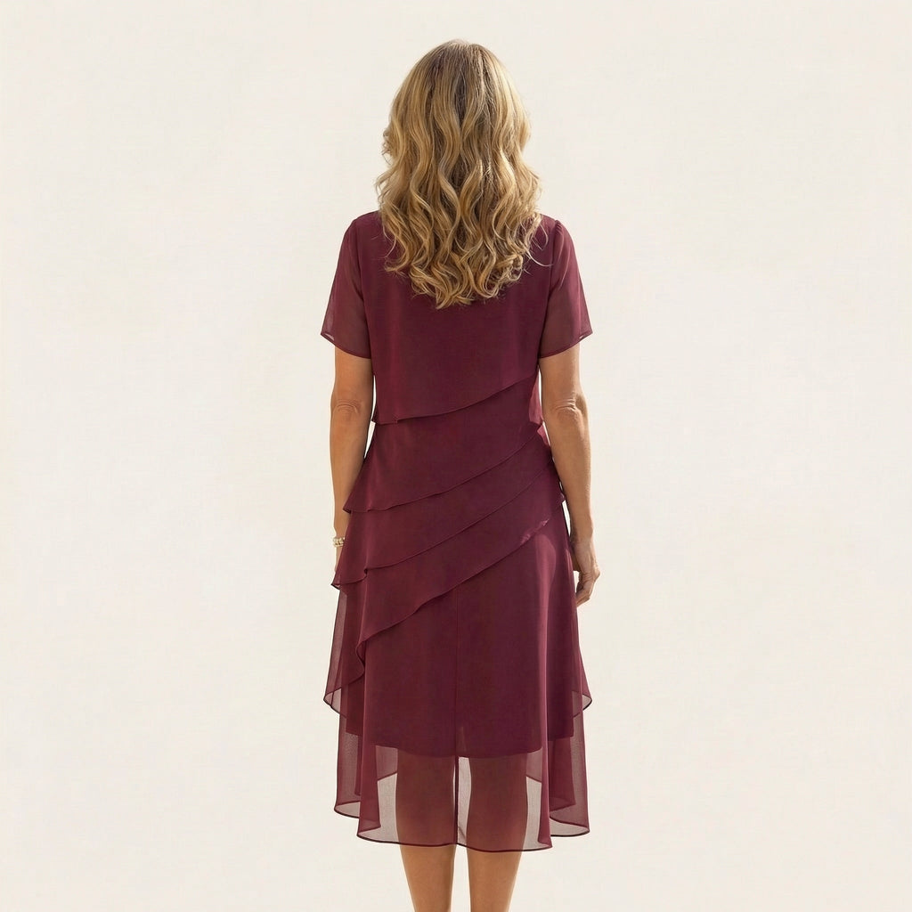 Angela | Tiered Chiffon Midi Dress