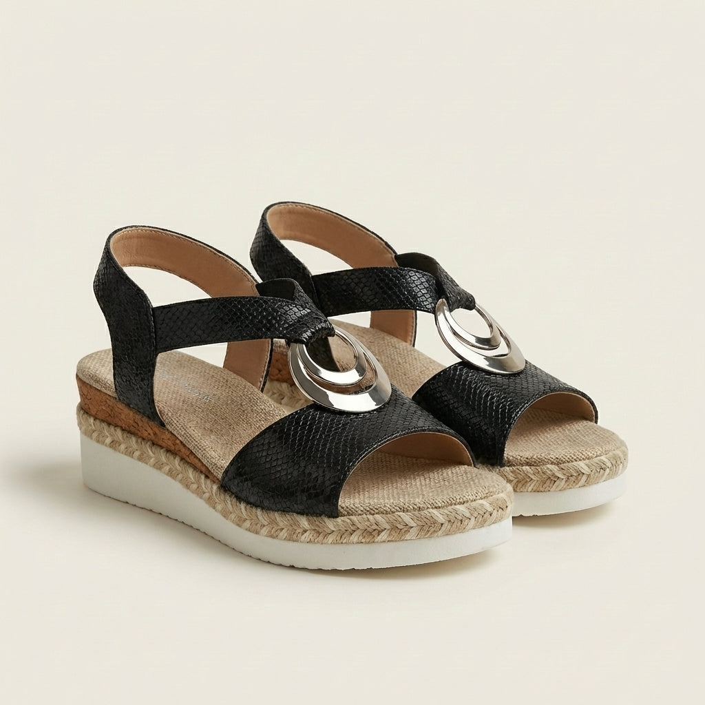 Noemi | Snake-Print Espadrille Wedge Sandal
