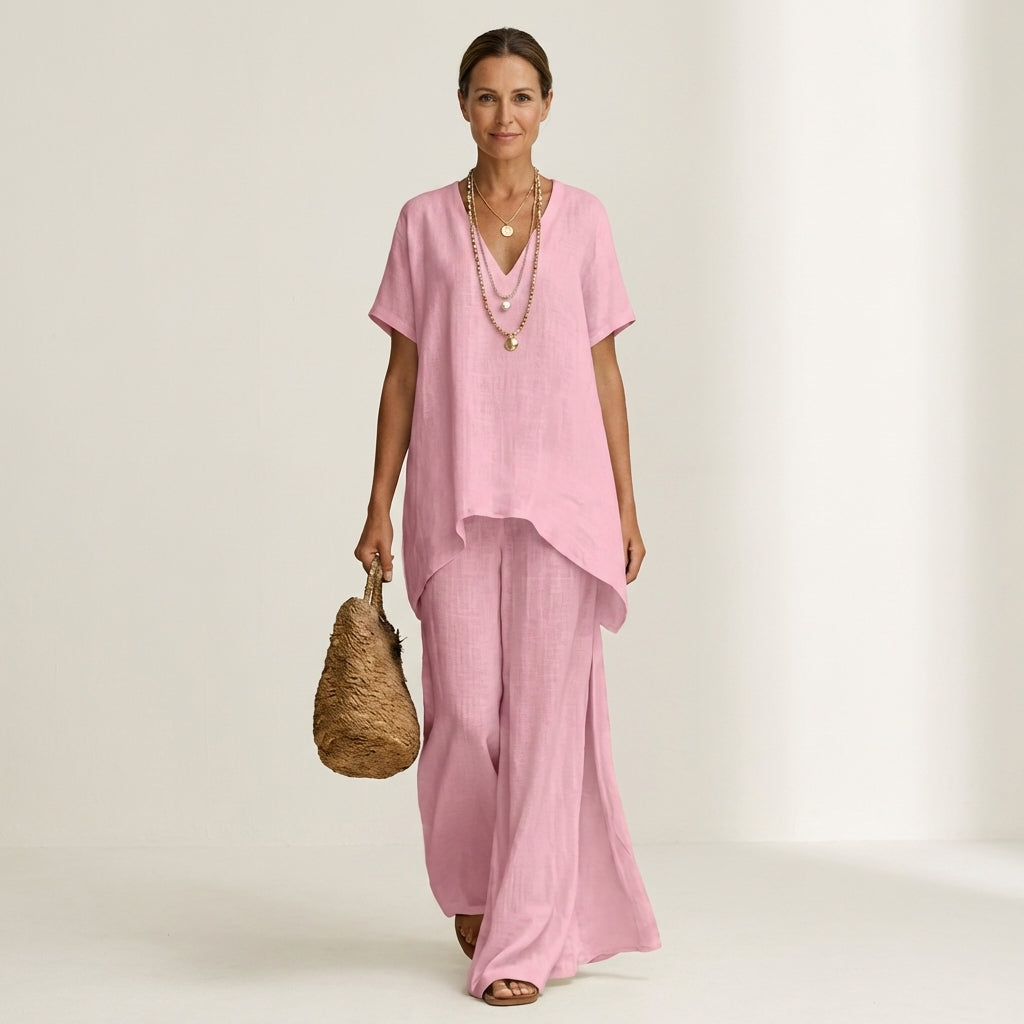 Libiana | V-Neck Linen Set