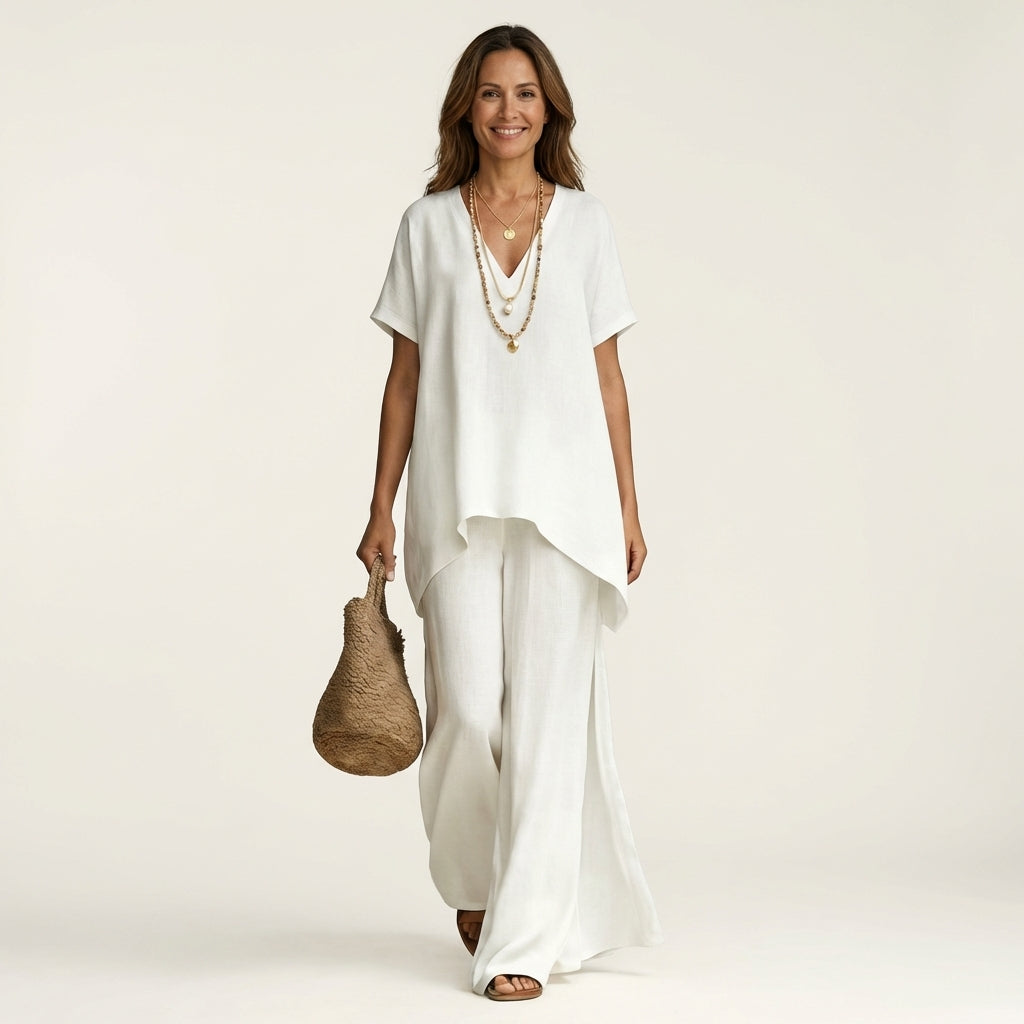 Libiana | V-Neck Linen Set