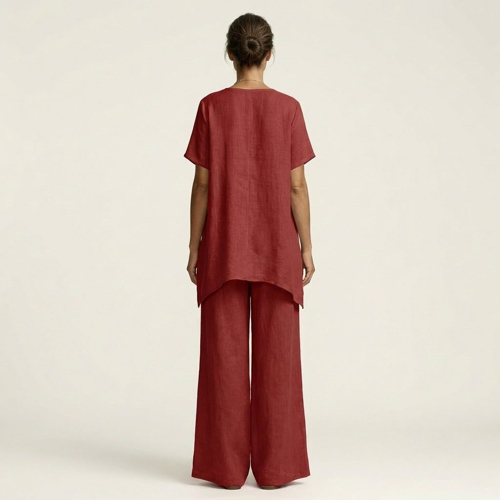 Libiana | V-Neck Linen Set