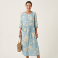Sadie | Raised Floral Embroidery Cotton Midi Dress