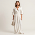 Moriah | Wrap V-Neck Jumpsuit With Obi Waistband & Wide-Leg Pants