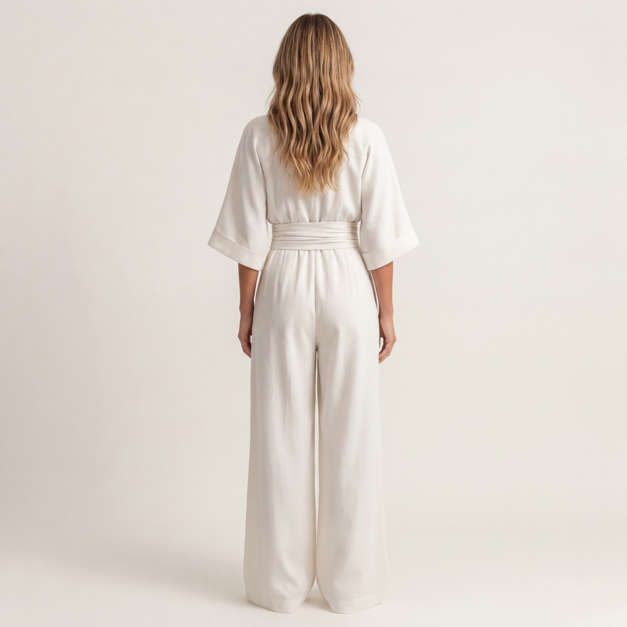 Moriah | Wrap V-Neck Jumpsuit With Obi Waistband & Wide-Leg Pants