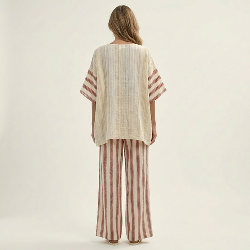 Allona | Stripe-Print Linen Set