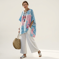 Jeddiah | Watercolor Tie-Dye Tunic & White Linen Set