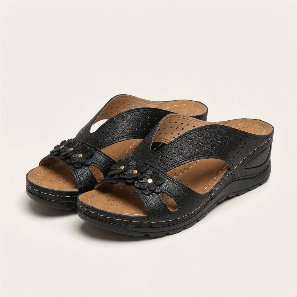 Leana | Flower-Detail Wedge Slide