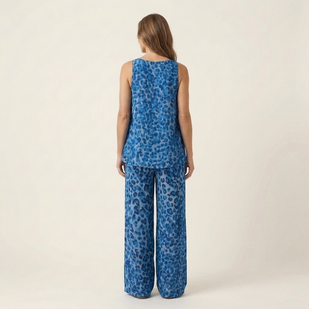 Aniya | Flowy Leopard Print Halter Top & Wide-Leg Trouser Set