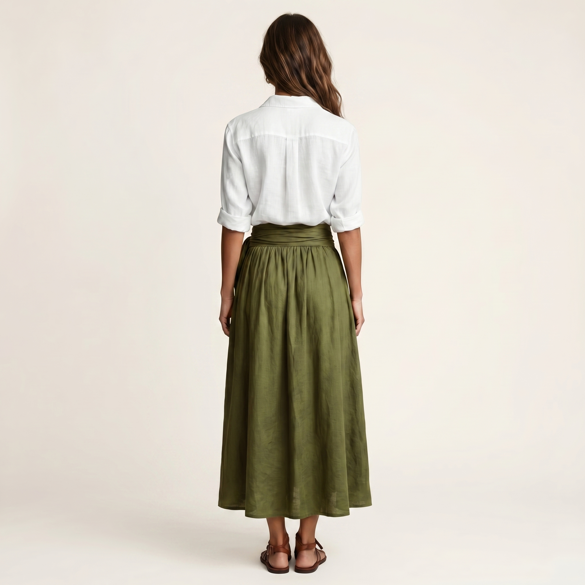 Hannah | Button-Down Shirt & Self-Tie Maxi Skirt Two-Piece Set