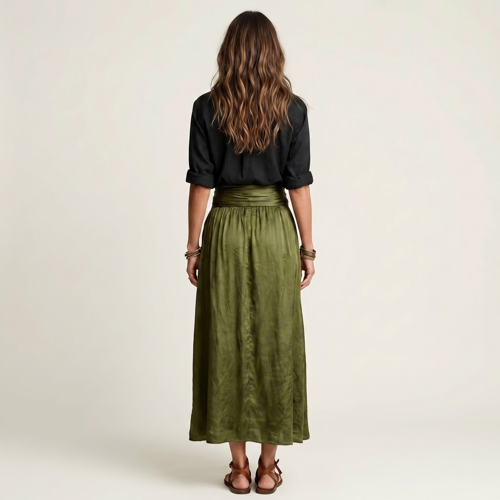 Hannah | Button-Down Shirt & Self-Tie Maxi Skirt Two-Piece Set