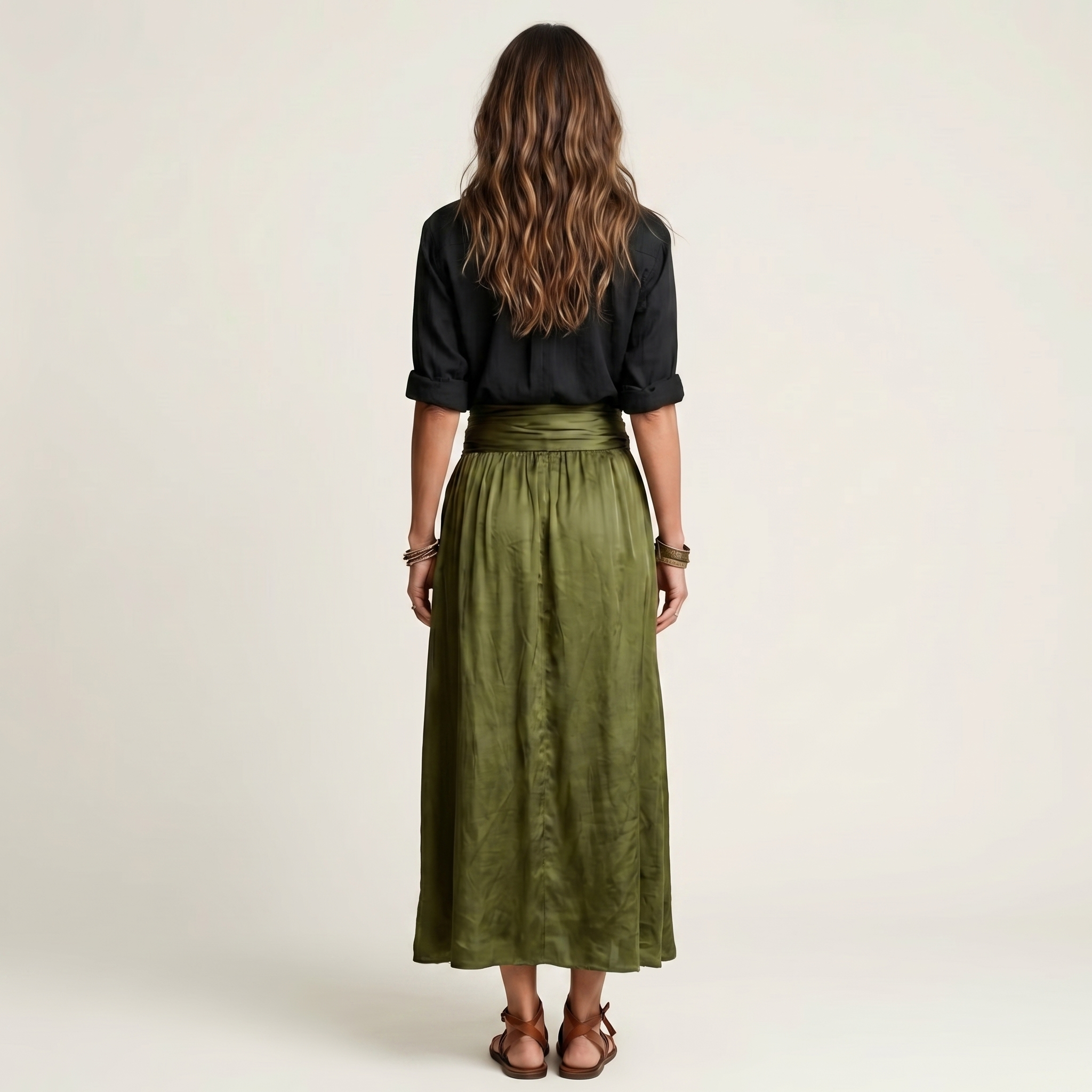 Hannah | Button-Down Shirt & Self-Tie Maxi Skirt Two-Piece Set