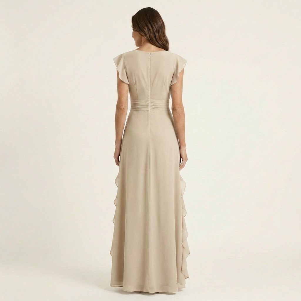 Nellyana | Wrap-Style V-Neck Ruffle Maxi Dress