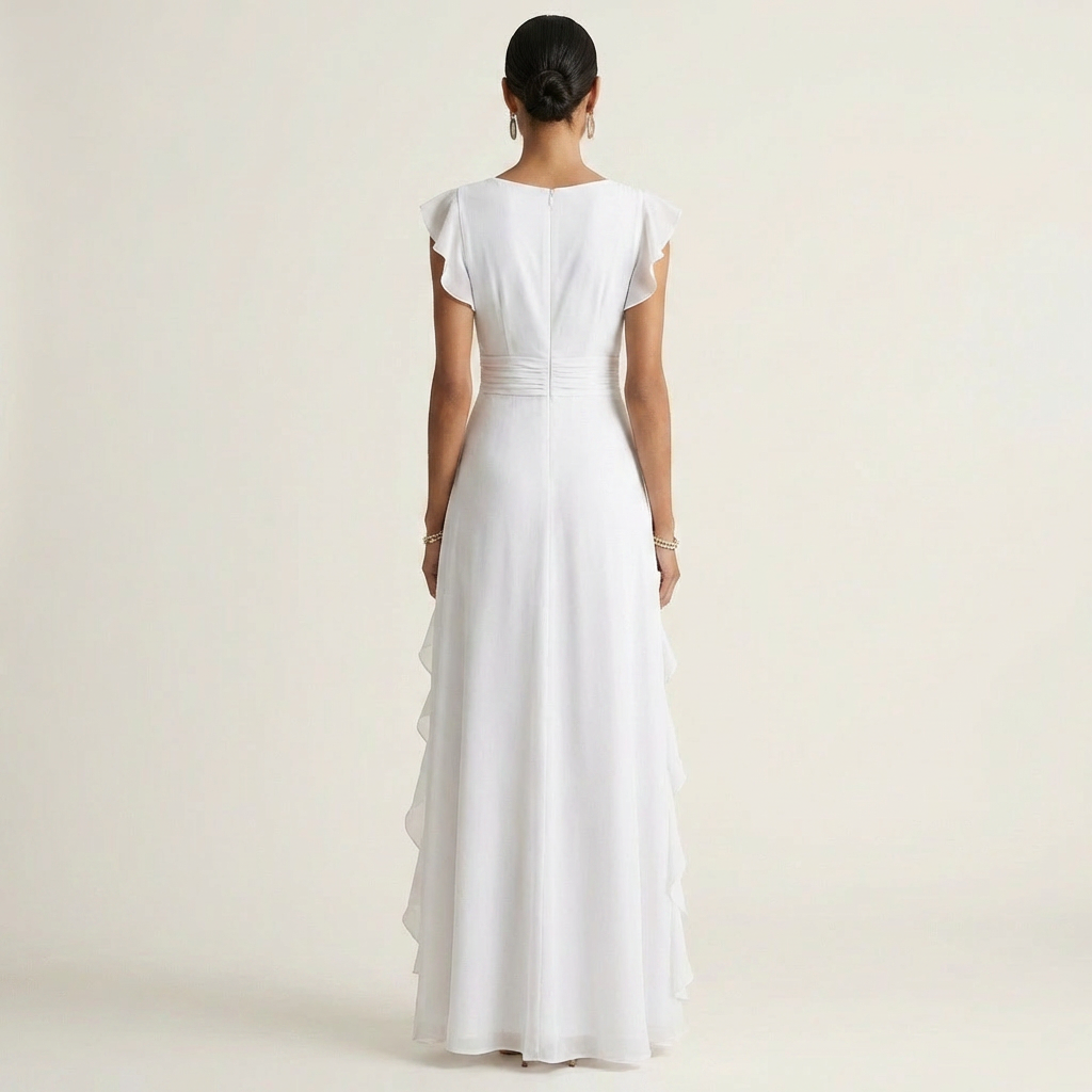 Nellyana | Wrap-Style V-Neck Ruffle Maxi Dress