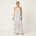 Lilia | Floral Halter-Neck Tiered Ruffle Maxi Dress