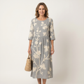 Sydney | Raised Floral Embroidery Cotton Midi Dress
