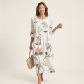 Chloe | Raised Floral Embroidery Cotton Midi Dress