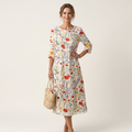Nicole | Raised Floral Embroidery Cotton Midi Dress