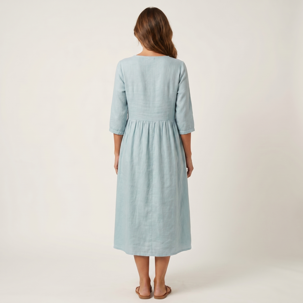 Vanessa | Raised Floral Embroidery Cotton Midi Dress