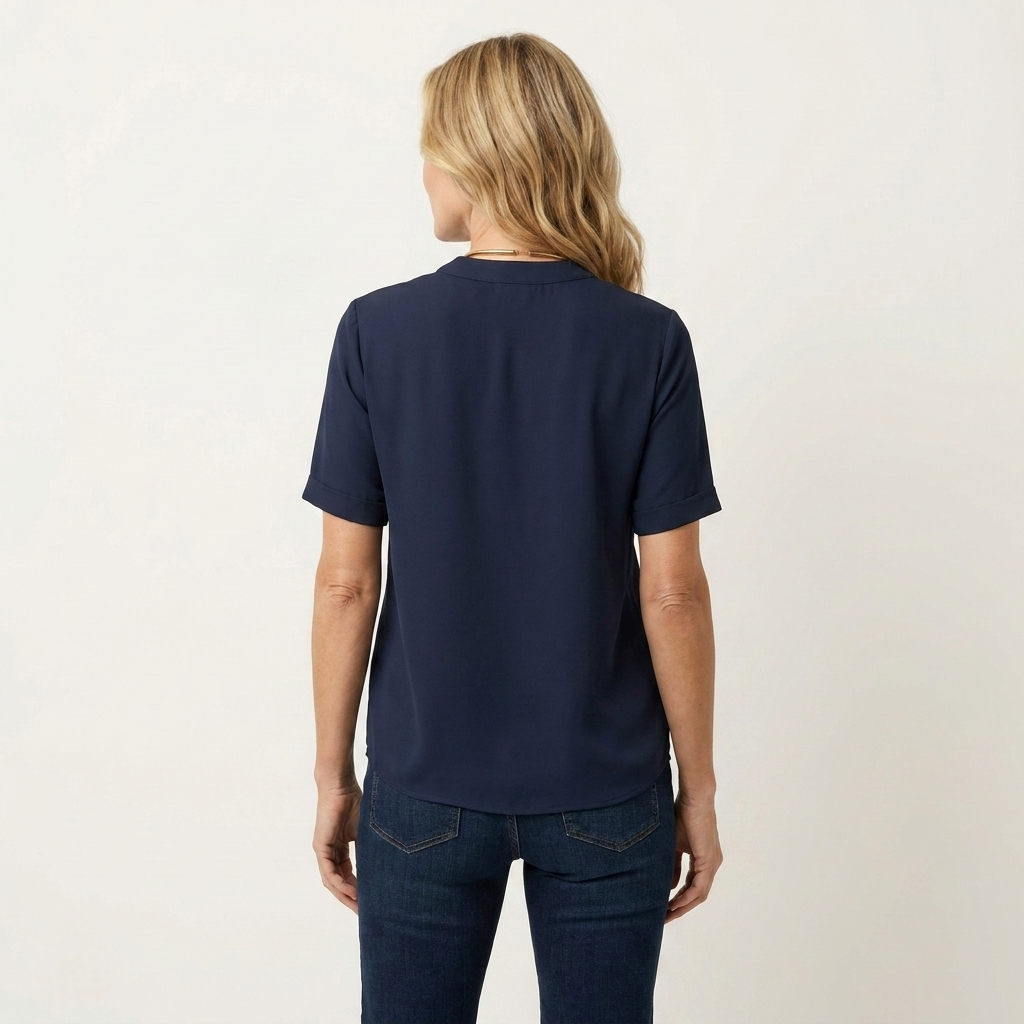 Lunaria | Split-Neck Short-Sleeve Relaxed Blouse