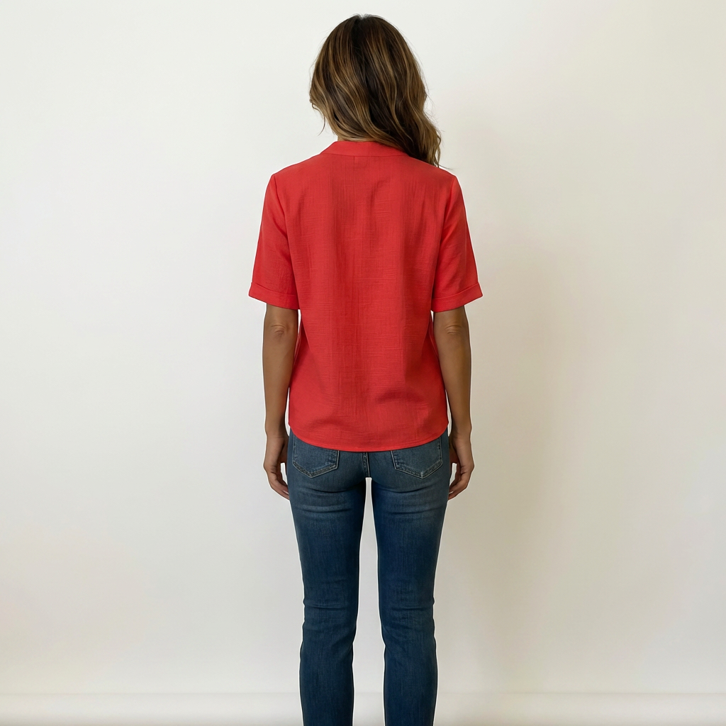 Lunaria | Split-Neck Short-Sleeve Relaxed Blouse