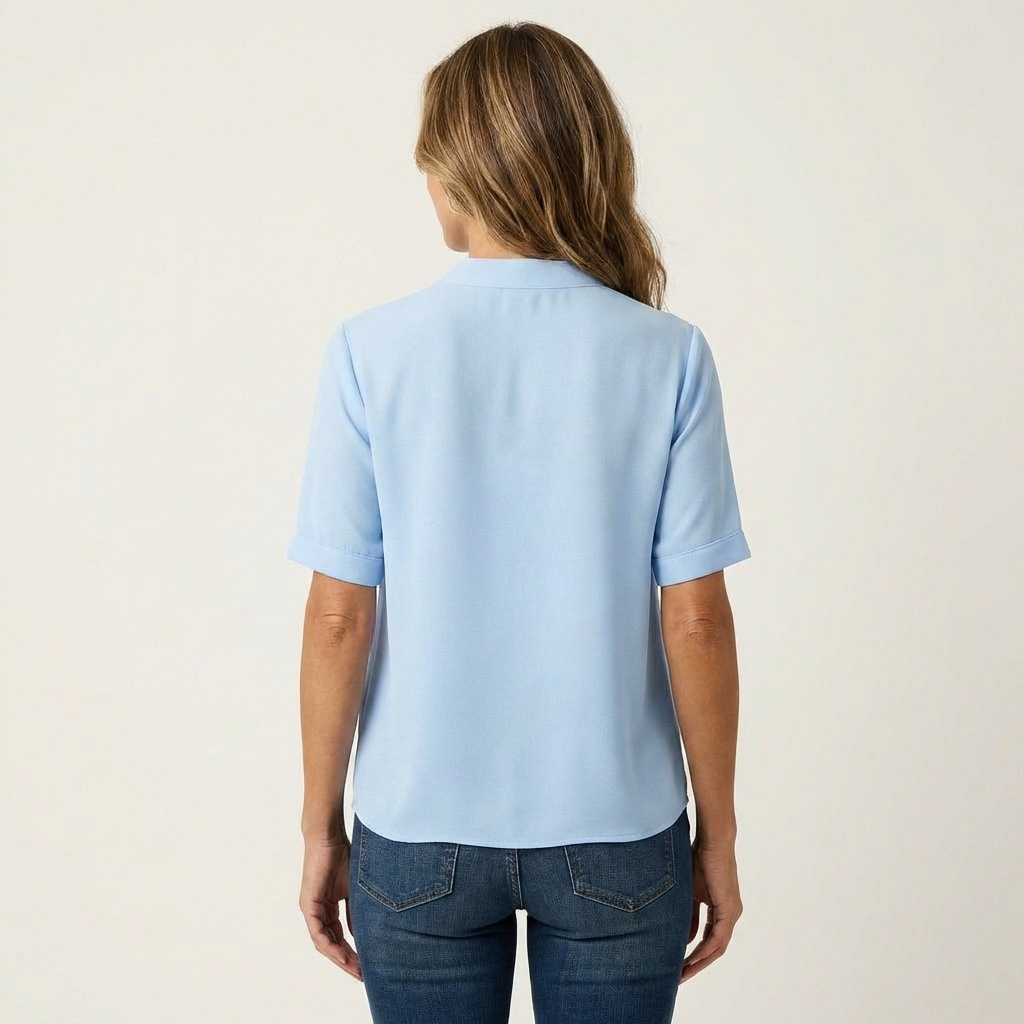 Lunaria | Split-Neck Short-Sleeve Relaxed Blouse