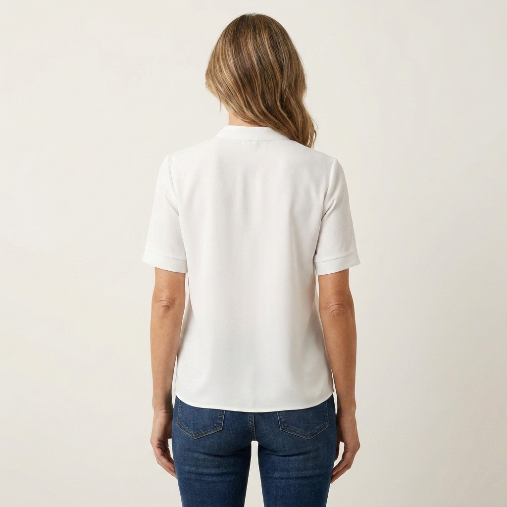 Lunaria | Split-Neck Short-Sleeve Relaxed Blouse