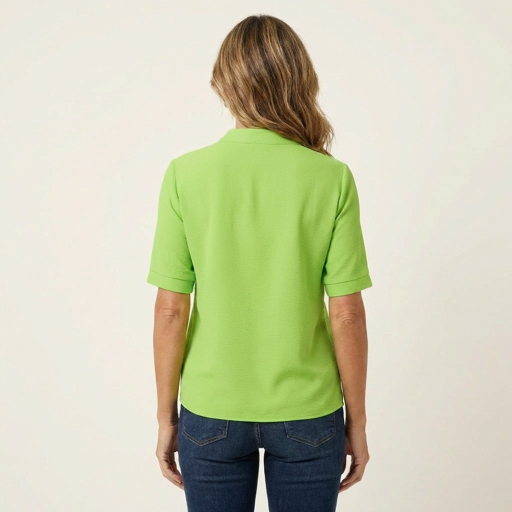 Lunaria | Split-Neck Short-Sleeve Relaxed Blouse