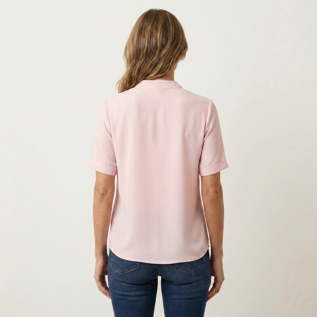 Lunaria | Split-Neck Short-Sleeve Relaxed Blouse