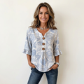Selina | V-Neck Ruffle-Sleeve Floral Blouse