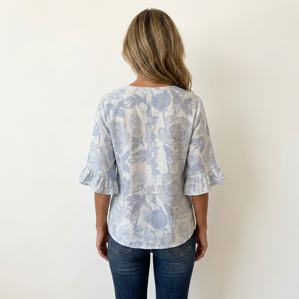 Selina | V-Neck Ruffle-Sleeve Floral Blouse