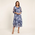 Tiana | Floral Print Layered Chiffon Midi Dress